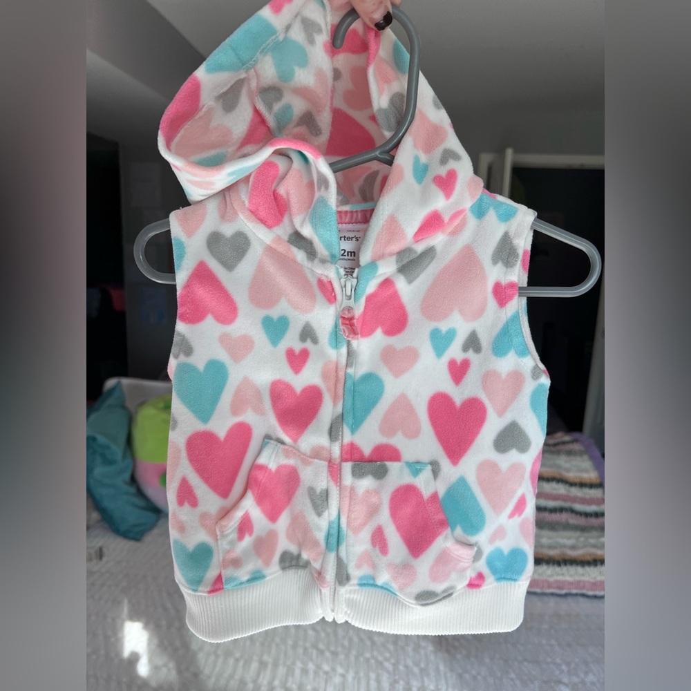 Carters Fleece Heart Vest 12M VGUC